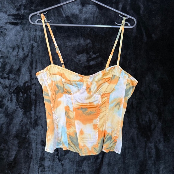 PrettyLittleThing Tops - PrettyLittleThing Orange Tie Dye Structured Corset Top US 6 NWT Summer